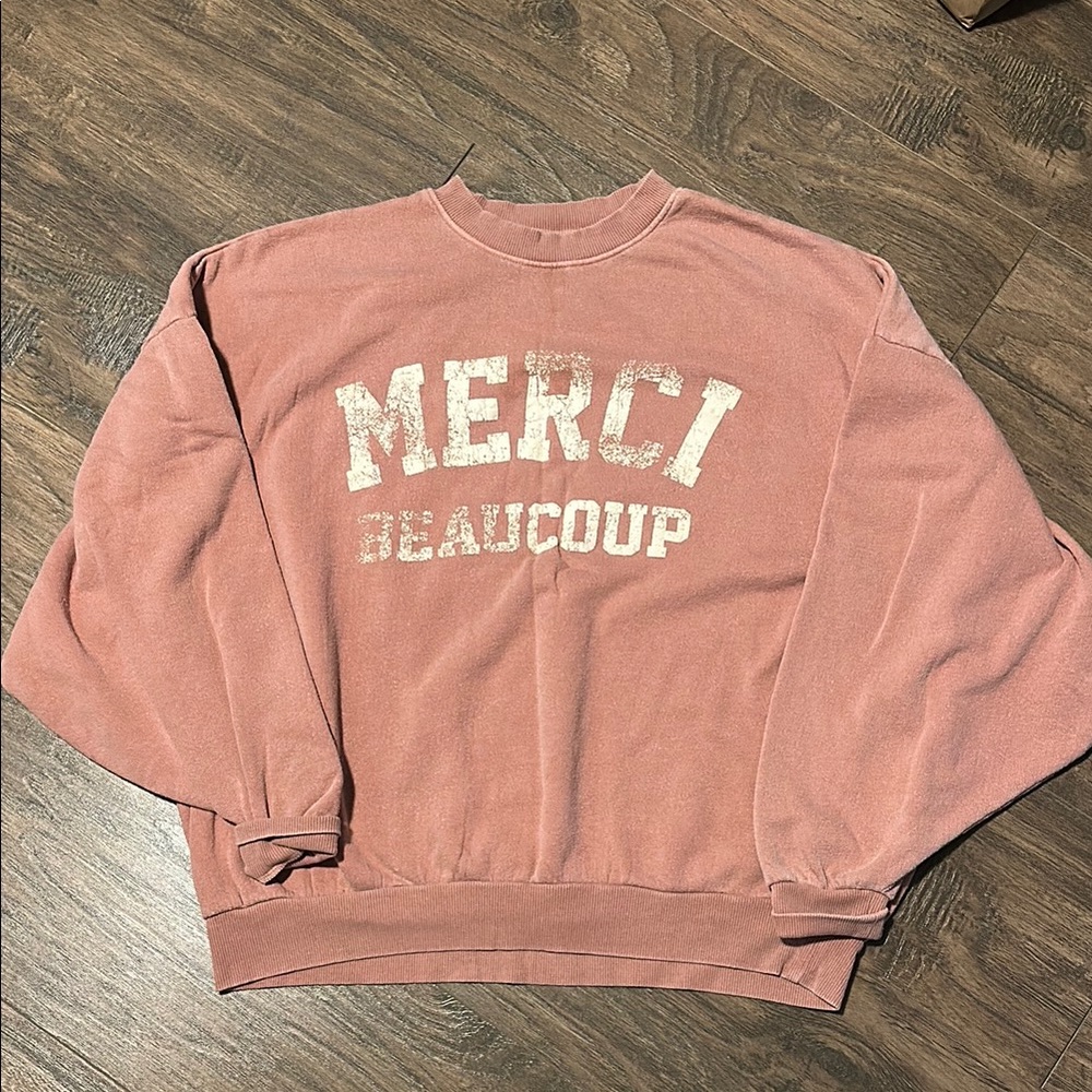 Merci Beaucoup Pink Oversized Crewneck